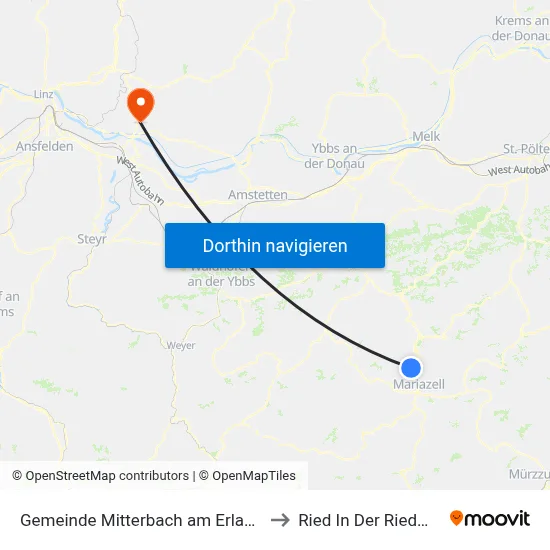Gemeinde Mitterbach am Erlaufsee to Ried In Der Riedmark map