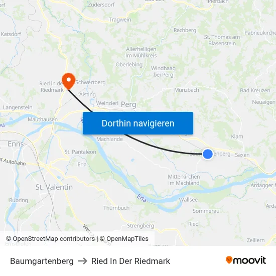 Baumgartenberg to Ried In Der Riedmark map