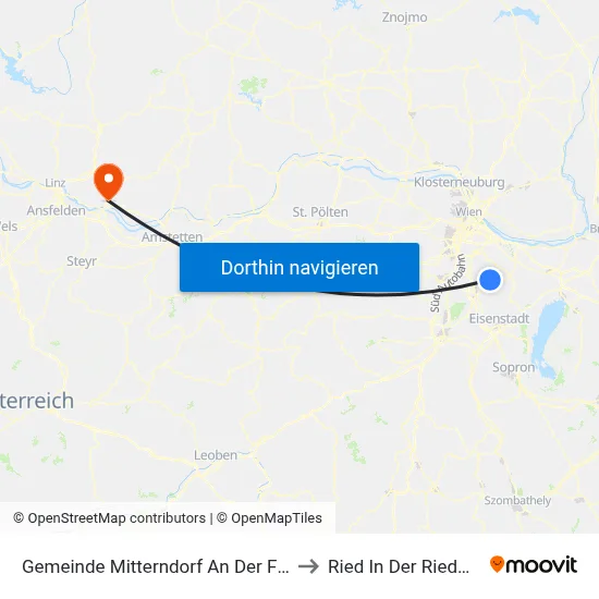 Gemeinde Mitterndorf An Der Fischa to Ried In Der Riedmark map