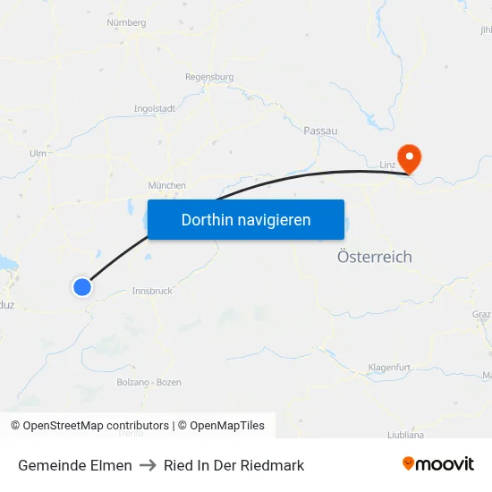 Gemeinde Elmen to Ried In Der Riedmark map