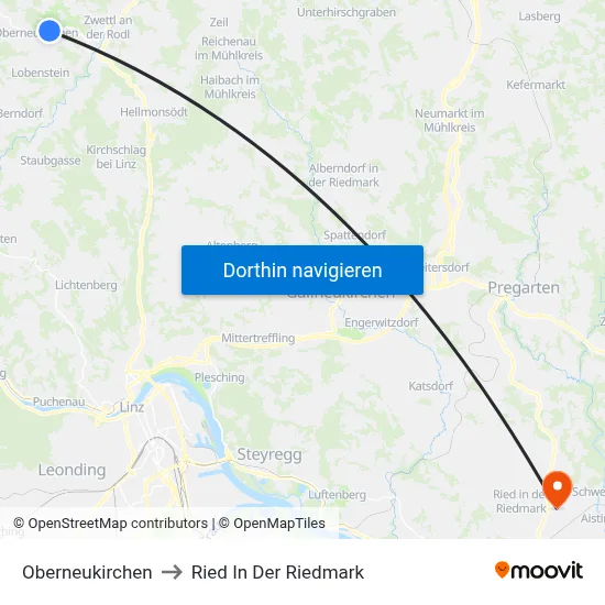 Oberneukirchen to Ried In Der Riedmark map