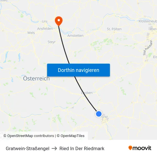 Gratwein-Straßengel to Ried In Der Riedmark map