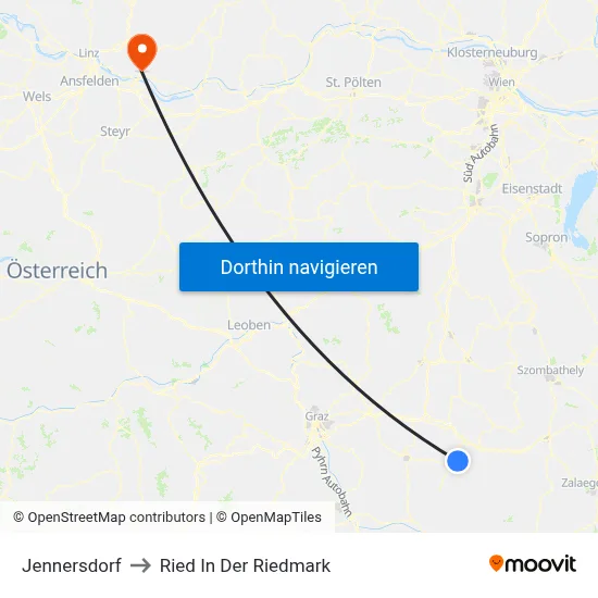 Jennersdorf to Ried In Der Riedmark map