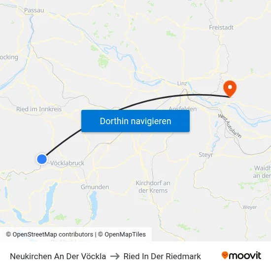 Neukirchen An Der Vöckla to Ried In Der Riedmark map