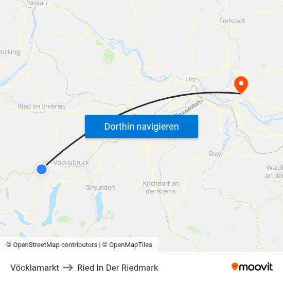 Vöcklamarkt to Ried In Der Riedmark map