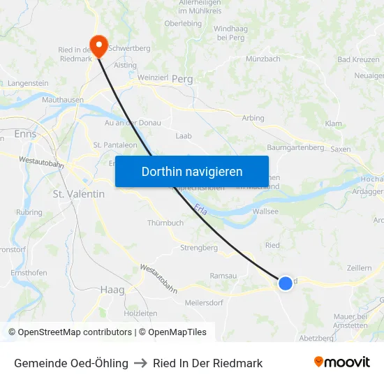 Gemeinde Oed-Öhling to Ried In Der Riedmark map