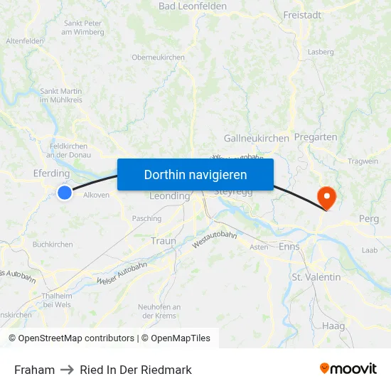 Fraham to Ried In Der Riedmark map