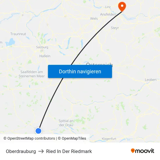 Oberdrauburg to Ried In Der Riedmark map