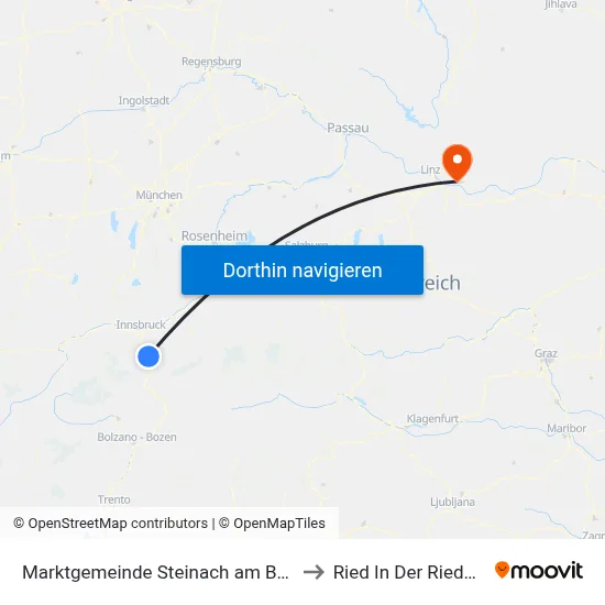 Marktgemeinde Steinach am Brenner to Ried In Der Riedmark map