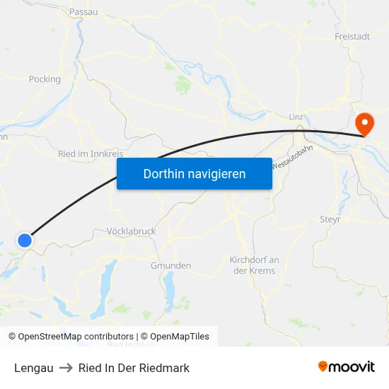 Lengau to Ried In Der Riedmark map