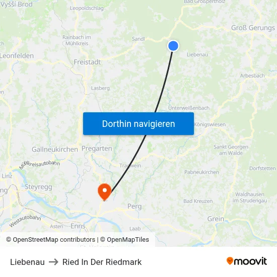 Liebenau to Ried In Der Riedmark map