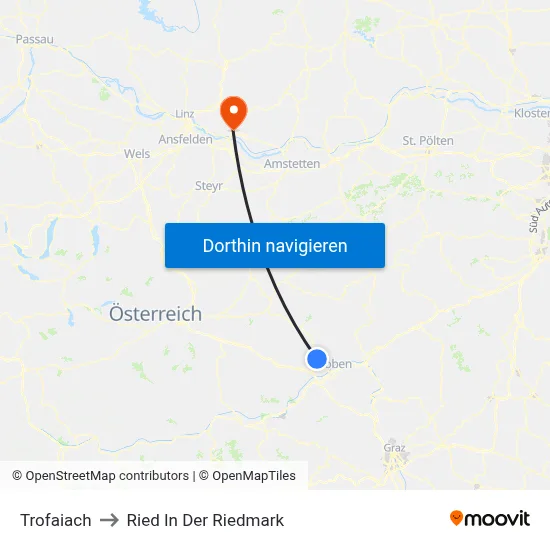 Trofaiach to Ried In Der Riedmark map