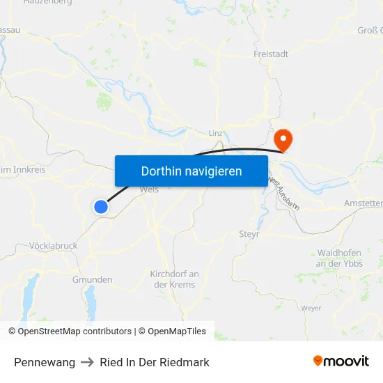 Pennewang to Ried In Der Riedmark map