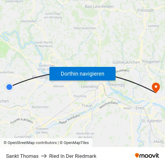 Sankt Thomas to Ried In Der Riedmark map