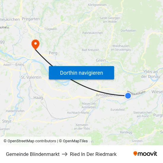 Gemeinde Blindenmarkt to Ried In Der Riedmark map