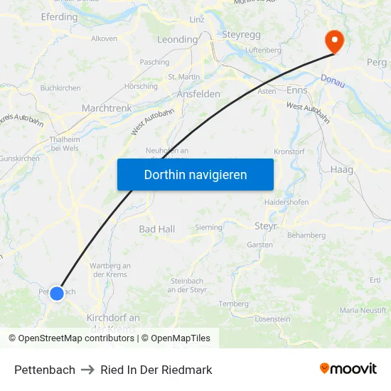 Pettenbach to Ried In Der Riedmark map
