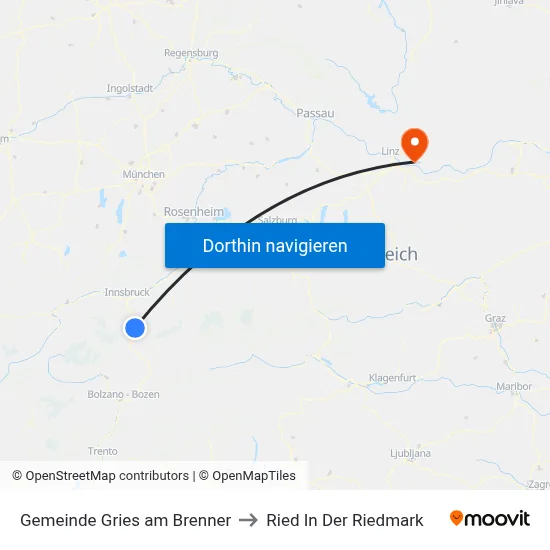 Gemeinde Gries am Brenner to Ried In Der Riedmark map