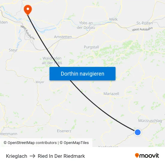 Krieglach to Ried In Der Riedmark map
