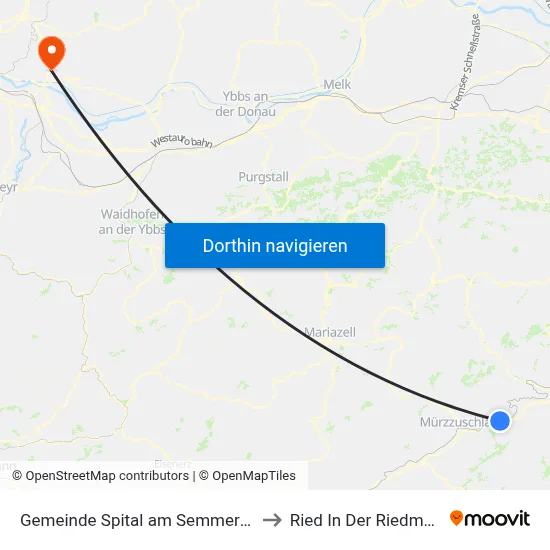 Gemeinde Spital am Semmering to Ried In Der Riedmark map