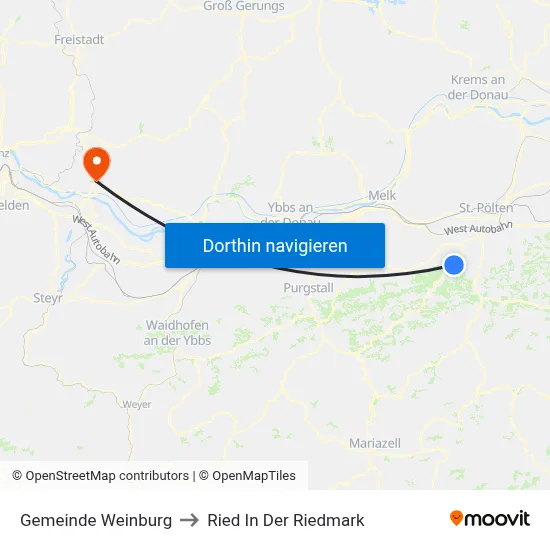 Gemeinde Weinburg to Ried In Der Riedmark map