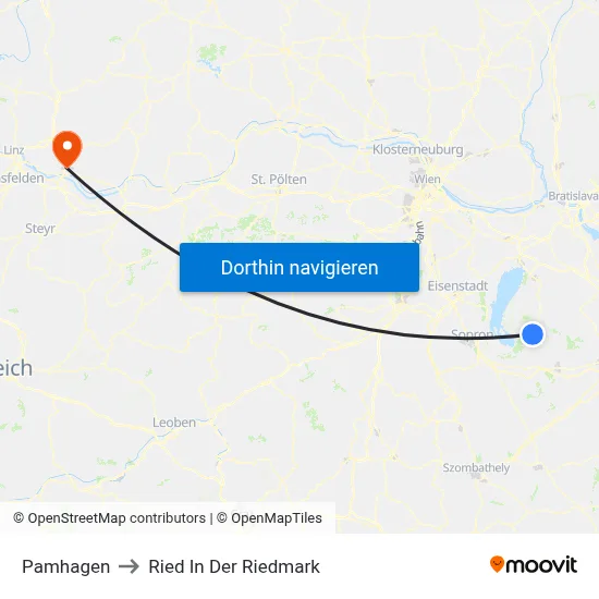 Pamhagen to Ried In Der Riedmark map
