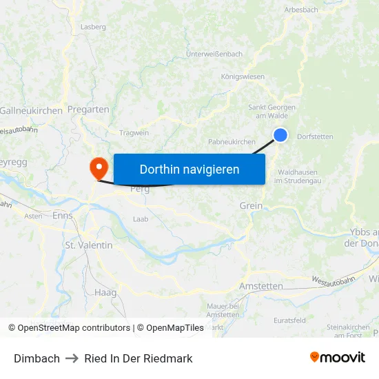 Dimbach to Ried In Der Riedmark map