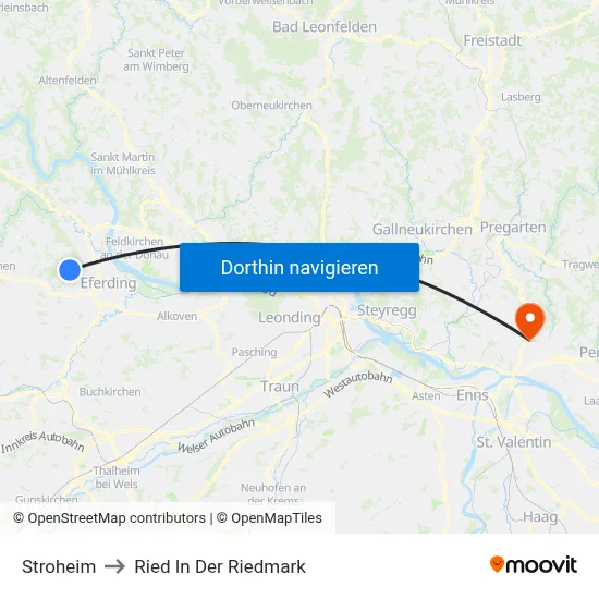 Stroheim to Ried In Der Riedmark map