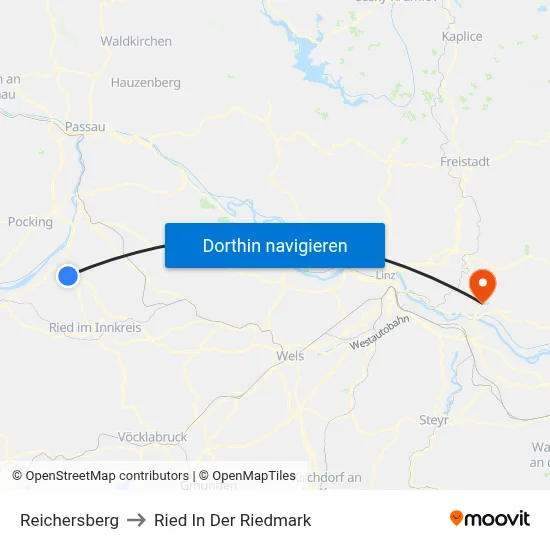 Reichersberg to Ried In Der Riedmark map