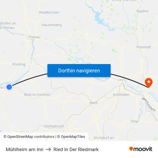 Mühlheim am Inn to Ried In Der Riedmark map
