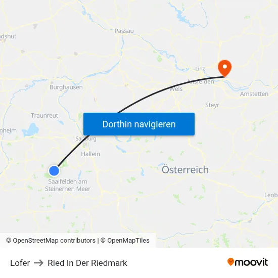 Lofer to Ried In Der Riedmark map