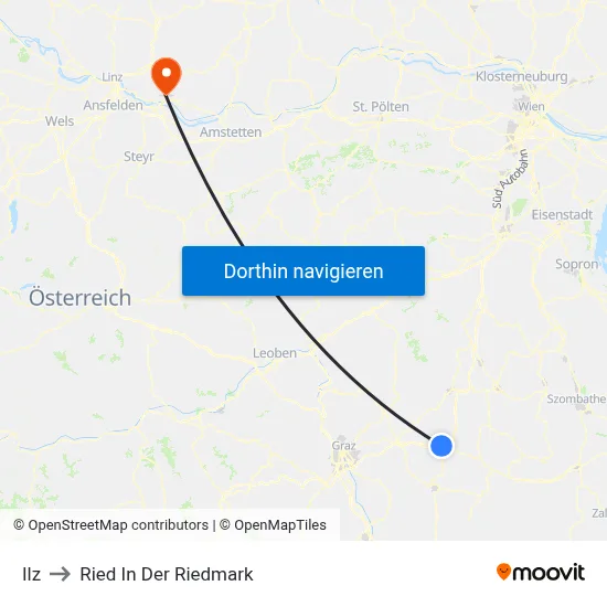 Ilz to Ried In Der Riedmark map