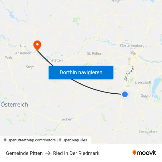 Gemeinde Pitten to Ried In Der Riedmark map