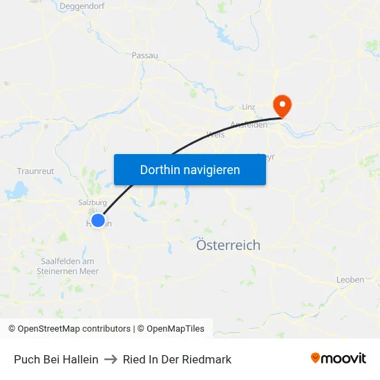 Puch Bei Hallein to Ried In Der Riedmark map