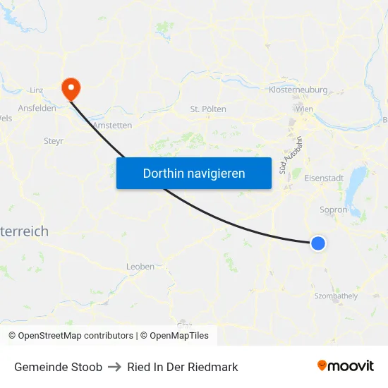 Gemeinde Stoob to Ried In Der Riedmark map