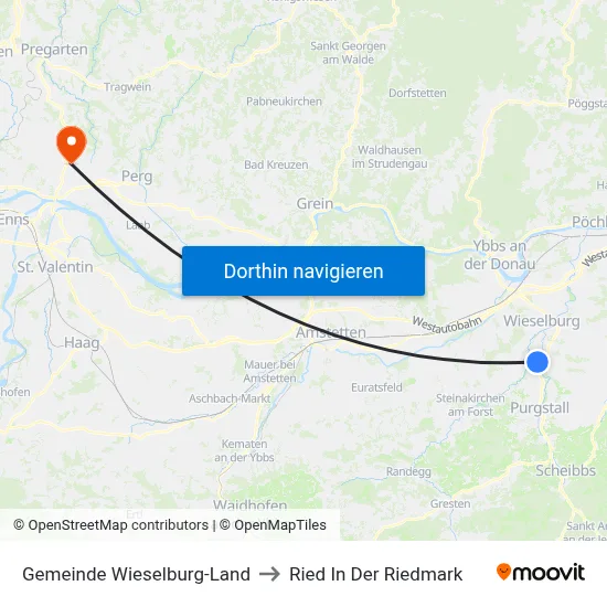 Gemeinde Wieselburg-Land to Ried In Der Riedmark map