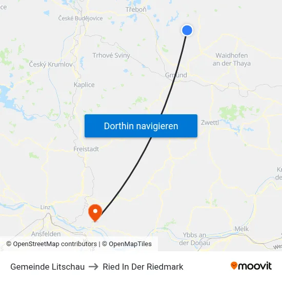 Gemeinde Litschau to Ried In Der Riedmark map