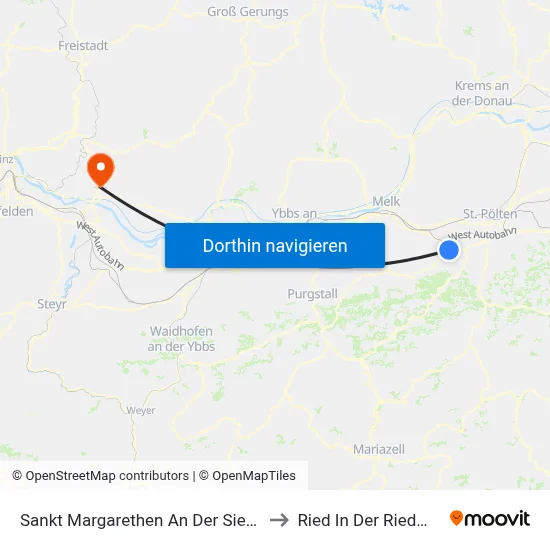 Sankt Margarethen An Der Sierning to Ried In Der Riedmark map