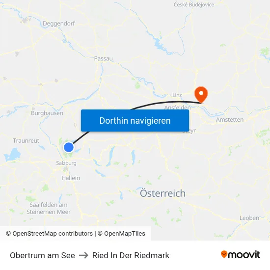 Obertrum am See to Ried In Der Riedmark map
