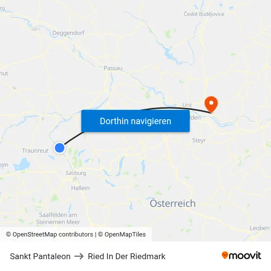 Sankt Pantaleon to Ried In Der Riedmark map