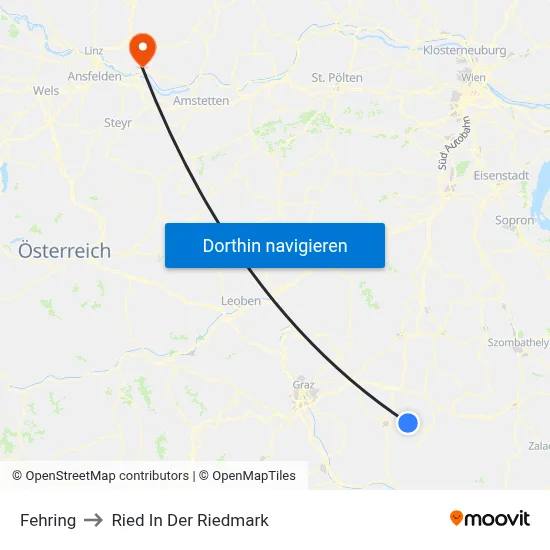 Fehring to Ried In Der Riedmark map