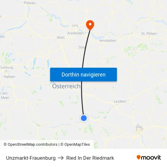Unzmarkt-Frauenburg to Ried In Der Riedmark map