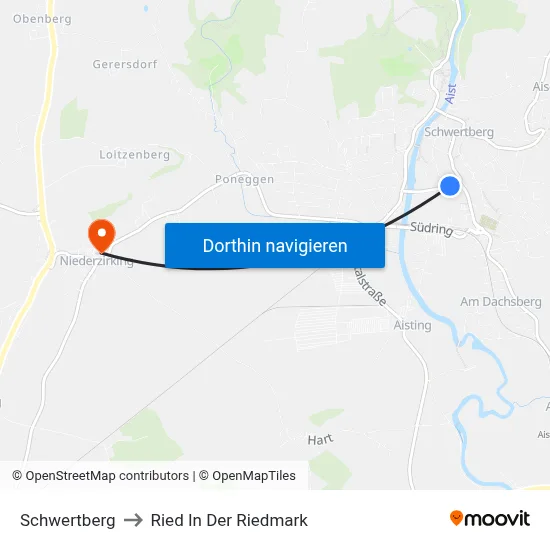 Schwertberg to Ried In Der Riedmark map
