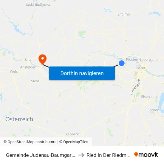 Gemeinde Judenau-Baumgarten to Ried In Der Riedmark map