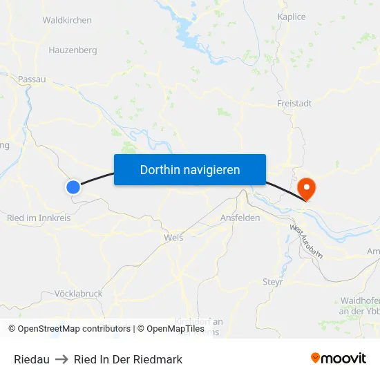 Riedau to Ried In Der Riedmark map