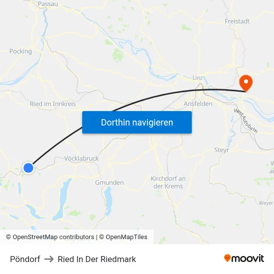 Pöndorf to Ried In Der Riedmark map