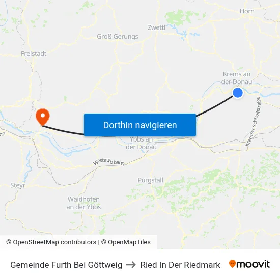 Gemeinde Furth Bei Göttweig to Ried In Der Riedmark map