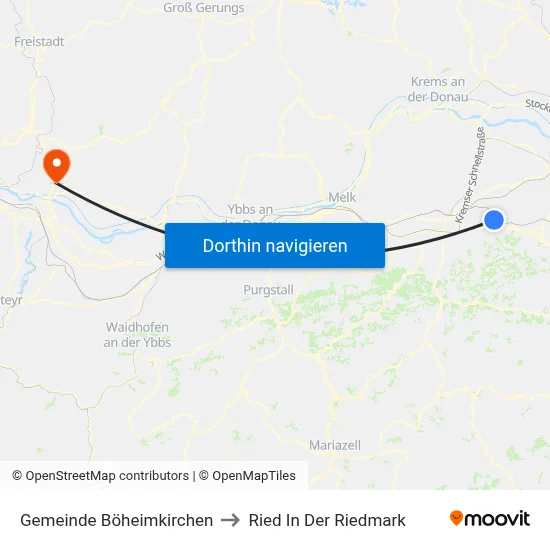 Gemeinde Böheimkirchen to Ried In Der Riedmark map