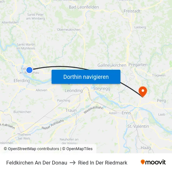 Feldkirchen An Der Donau to Ried In Der Riedmark map