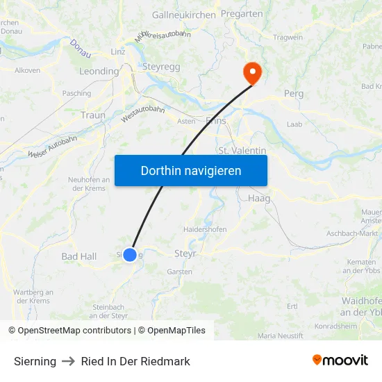 Sierning to Ried In Der Riedmark map