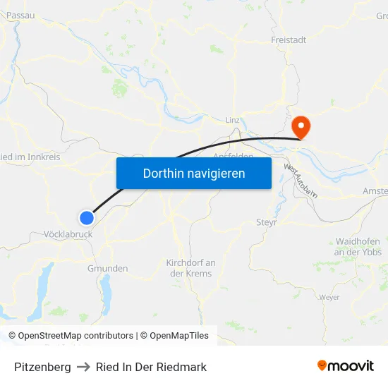 Pitzenberg to Ried In Der Riedmark map